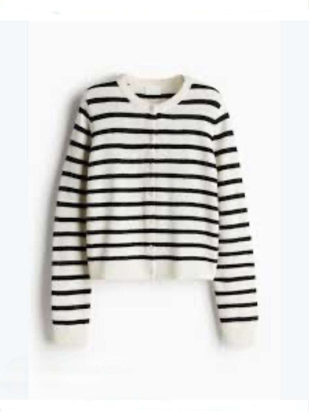 H&M Cream and Black Striped Button Up Cardigan